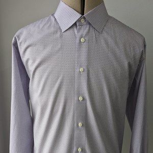 Eton Contemporary Micro print 100% Cotton Long-Sleeve Dress Shirt Size 18/46